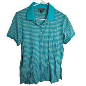 Tommy Bahama Polo Shirt Short Sleeve Polo Shirt Striped Polo Shirt M Gray Blue
